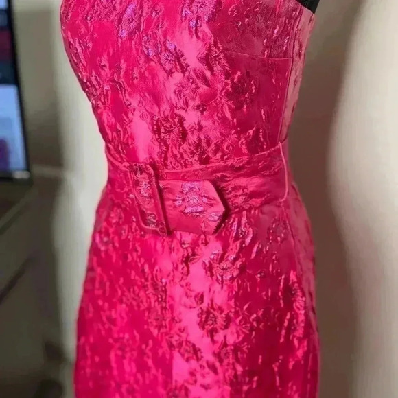 New Without Tags, AMANDA UPRICHARD STRAPLESS FLOWERED JACQUARD MINI DRESS - Picture 8 of 11